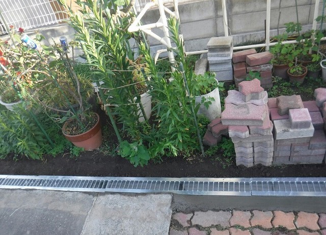 側溝のセメント仕上げ横から見て