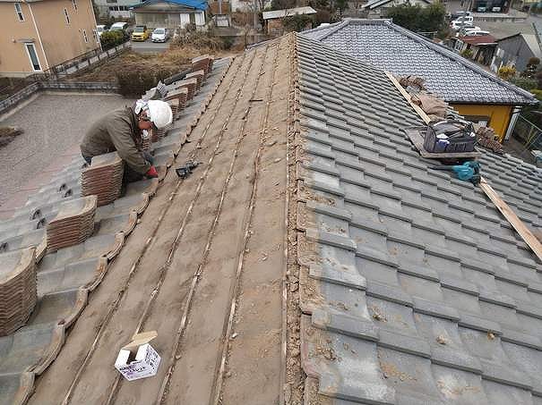 南側だけ平瓦外したところ