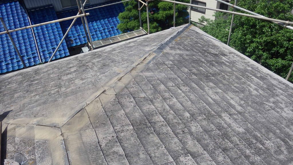 板金撤去後の棟下地