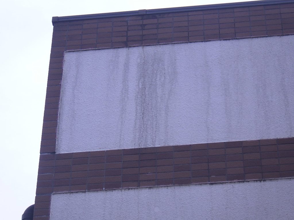 外壁中央の雨筋