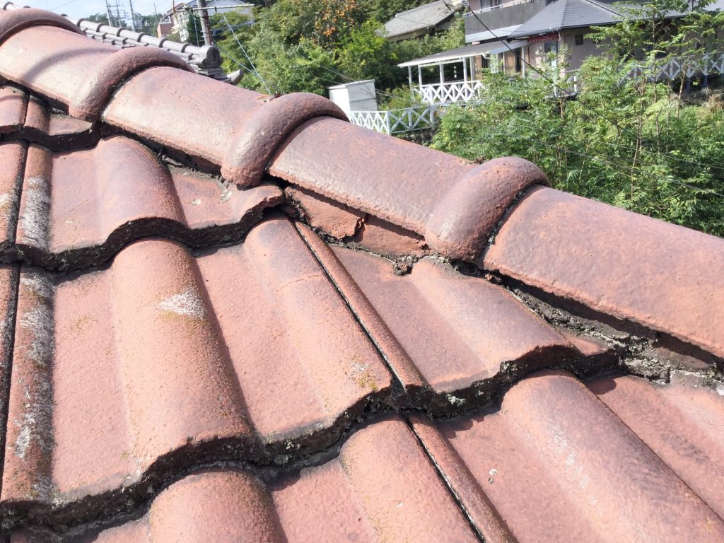 棟瓦まわりの崩れ
