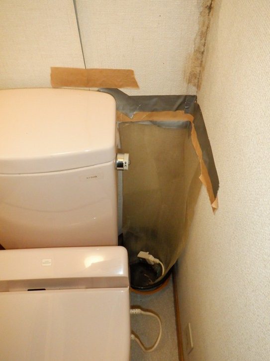 雨漏りしているトイレの床