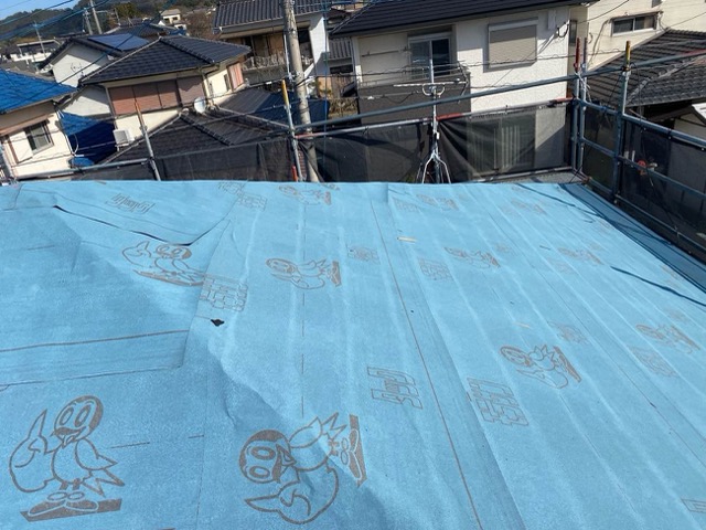 カバー工法、防水シート施工