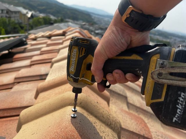 篠栗町で棟の釘の打ち直し