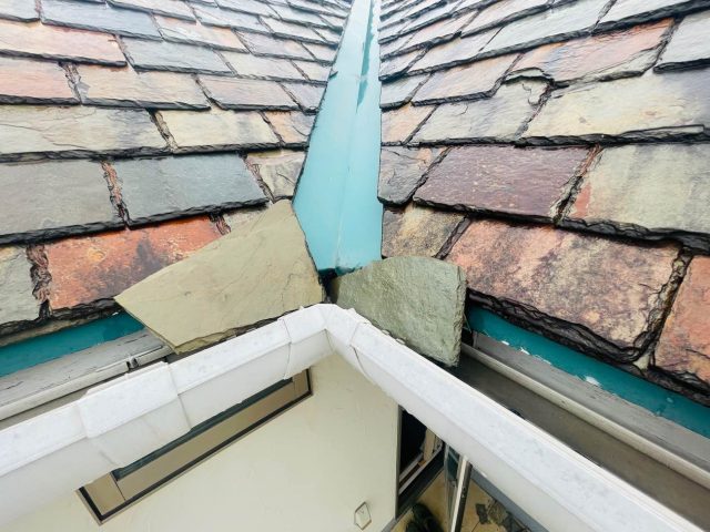 糸島市で経年劣化で破損した天然スレート