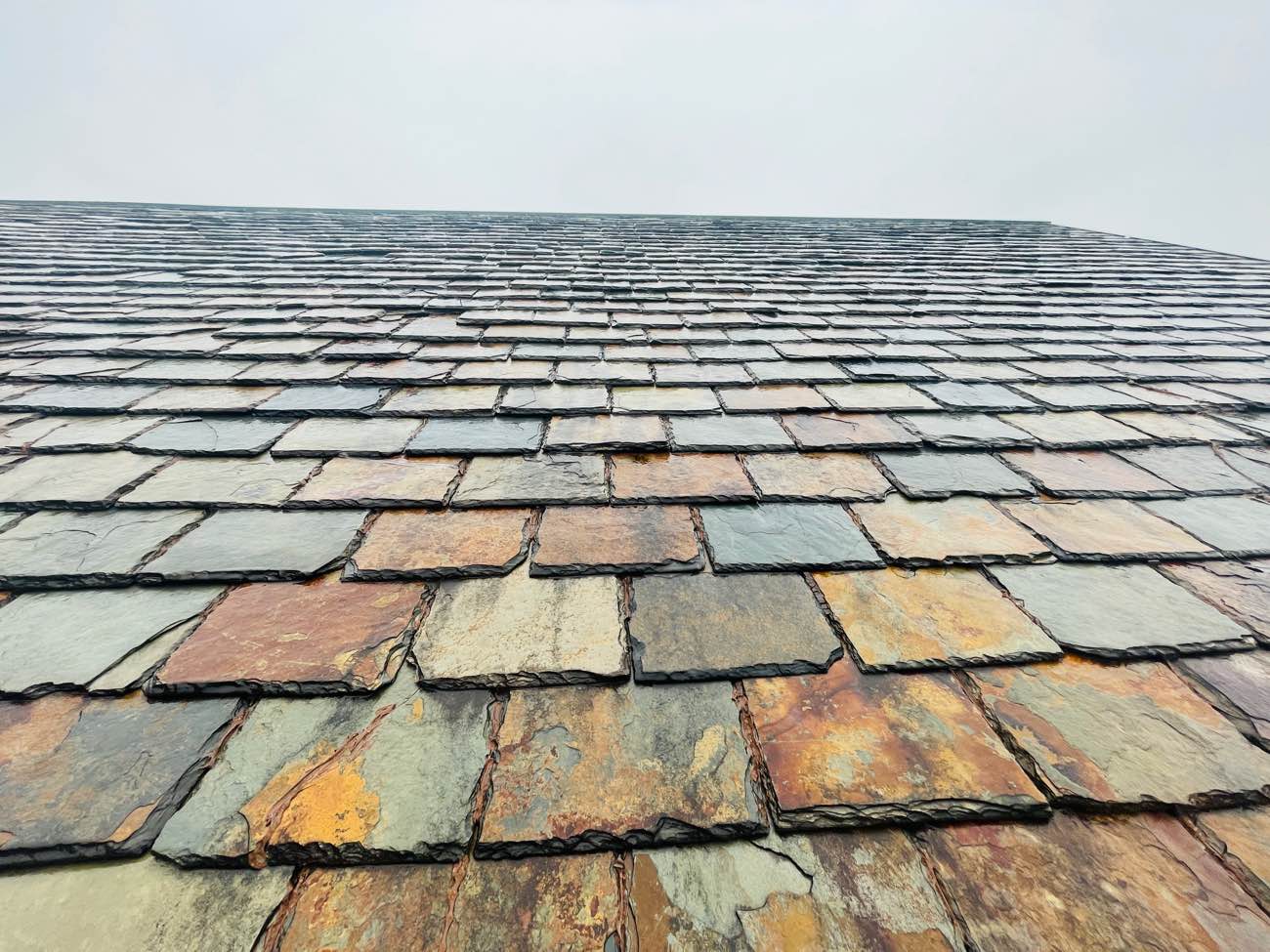 糸島市の天然スレートの屋根の調査