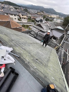 大野城市物件　屋根カバー工法　太陽光パネル撤去