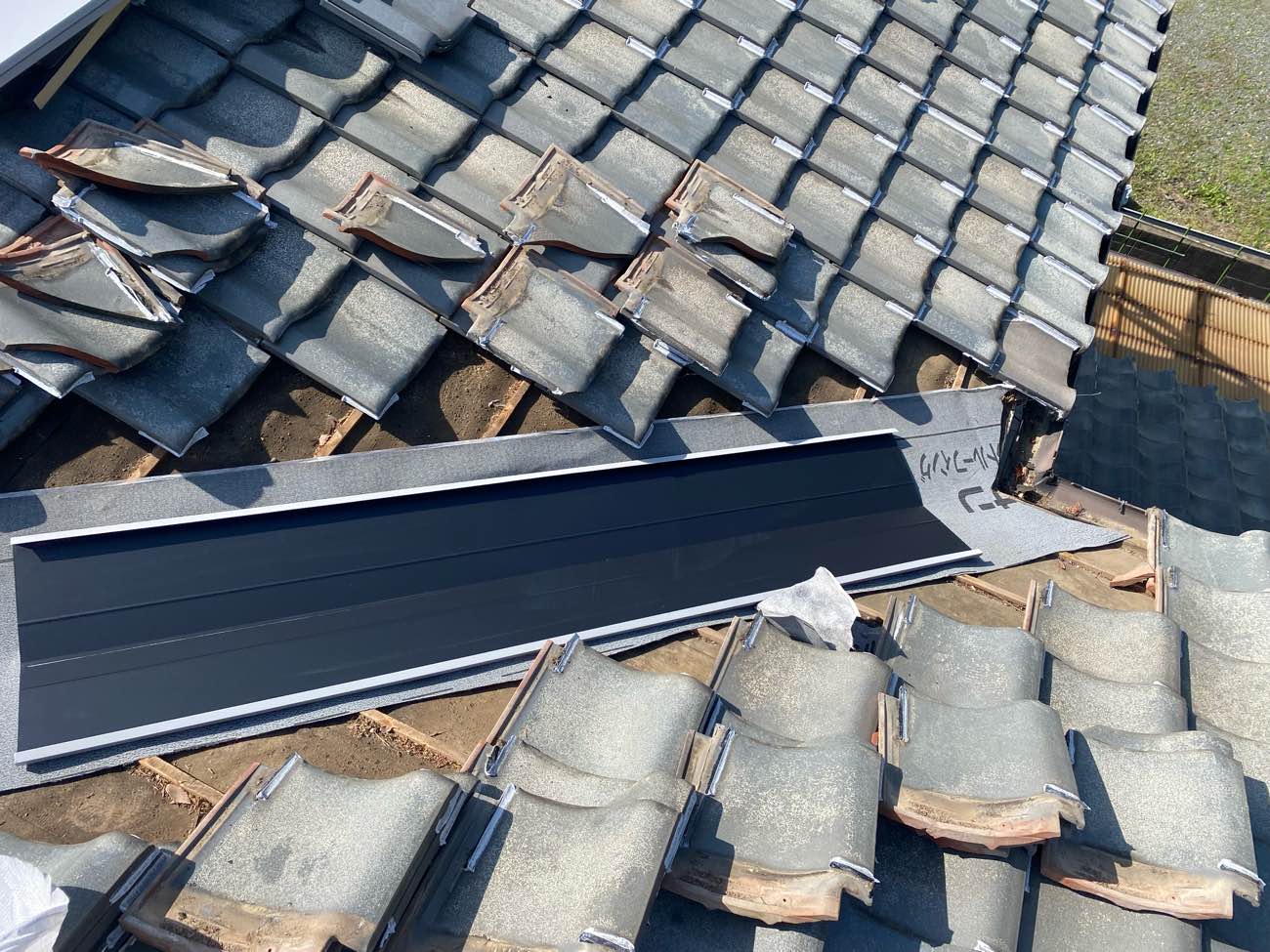 谷板金交換工事、防水シート、施工