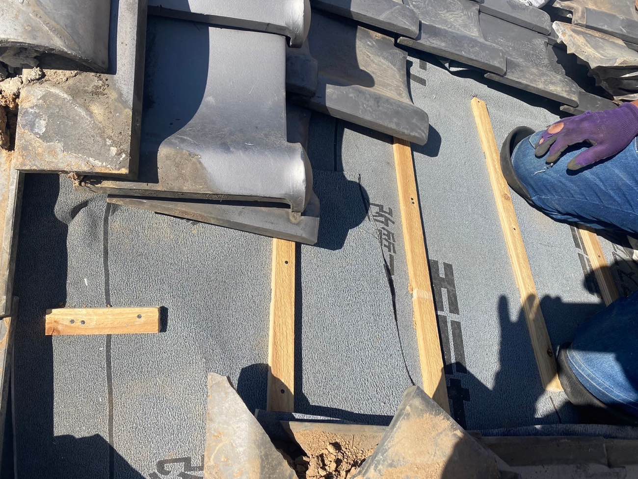 桟木の取り付け、筑紫野市雨漏り工事