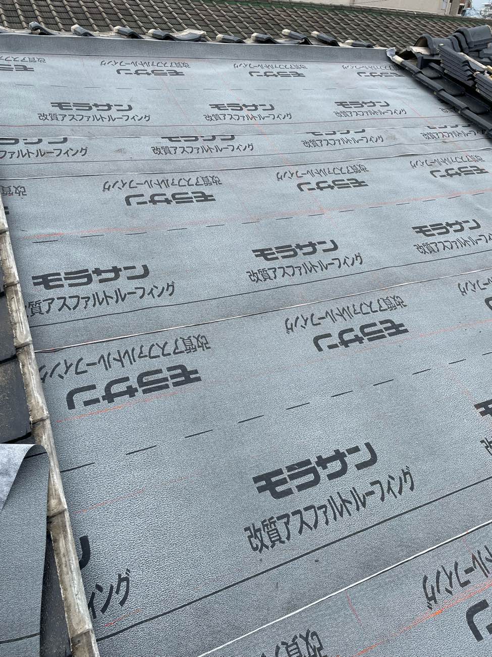 福岡市博多区の葺き替え工事、下地の施工