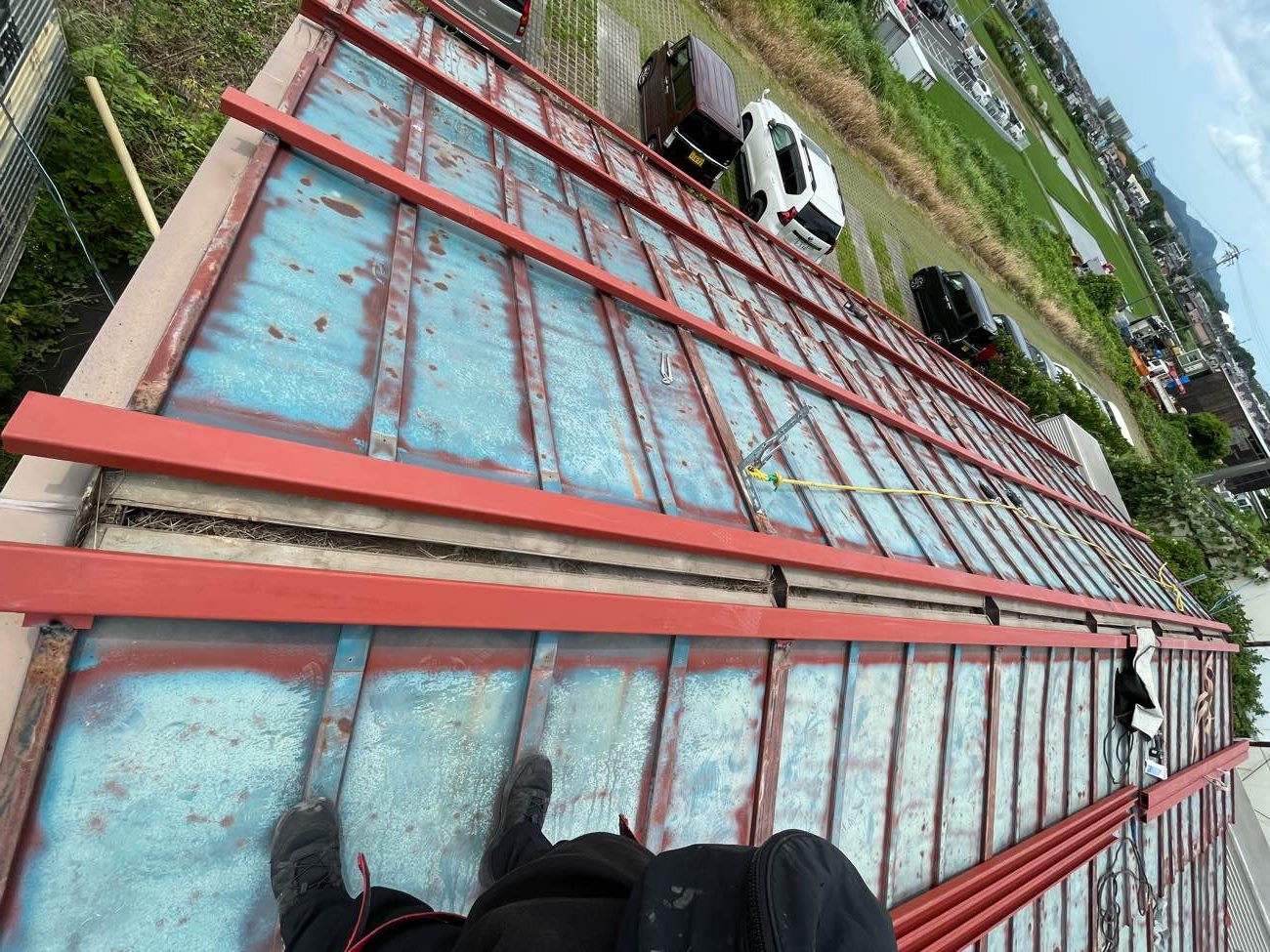 胴縁の取付、工場屋根