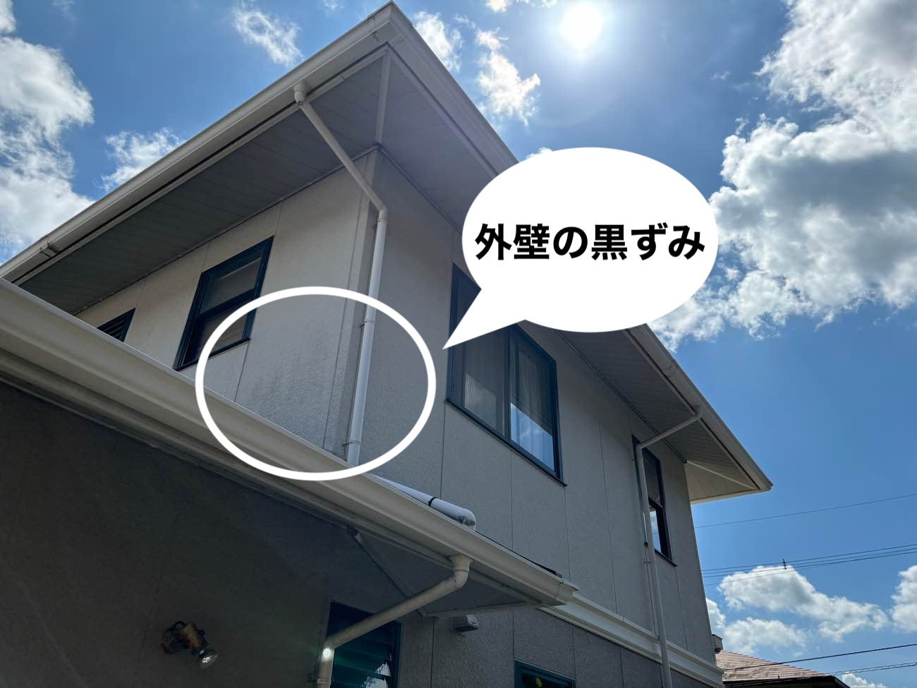 外壁の黒ずみを調査