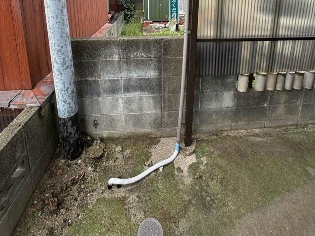 須恵町で排水不良を起こしていた雨樋
