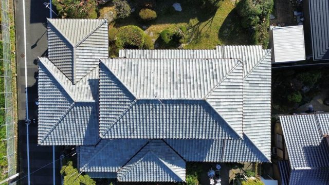 福岡市中央区で屋根調査の航空写真