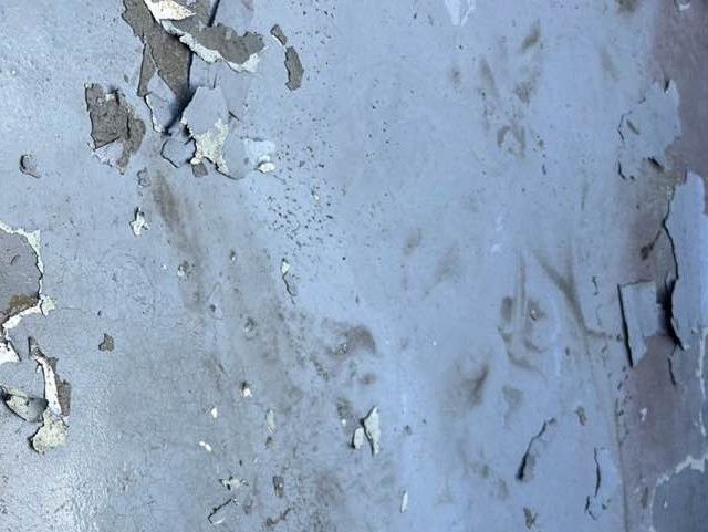 宇美町のベランダの変色とひび割れ