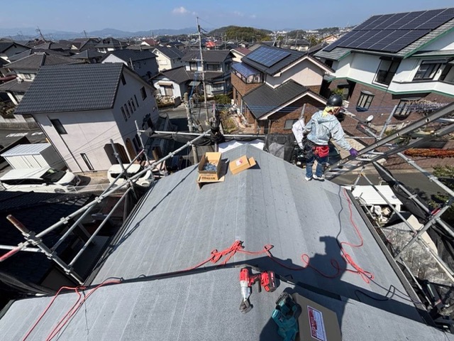 糸島市、屋根リフォーム、防水シート施工