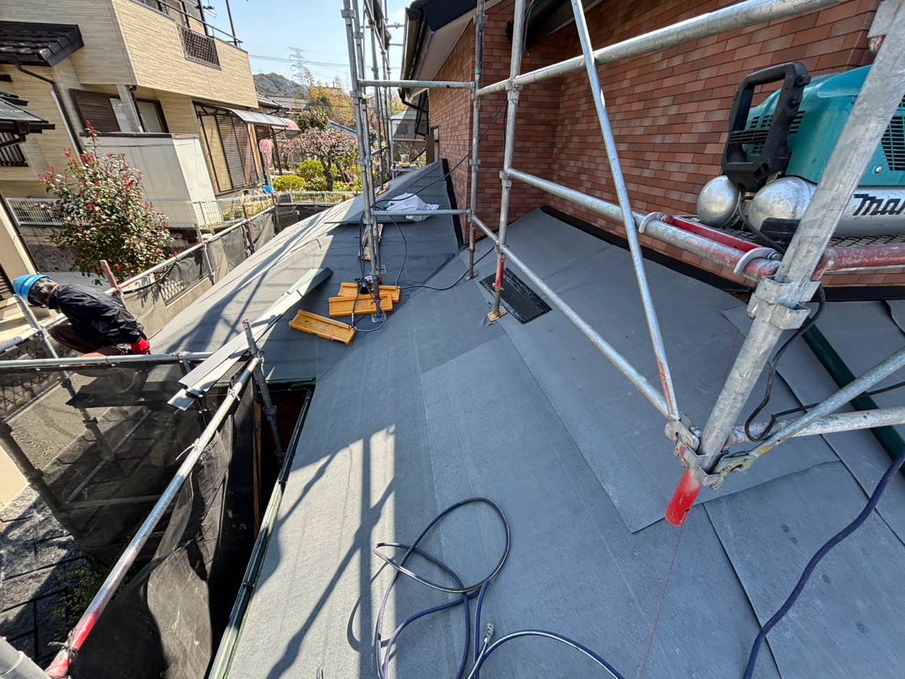 防水シートの設置完了