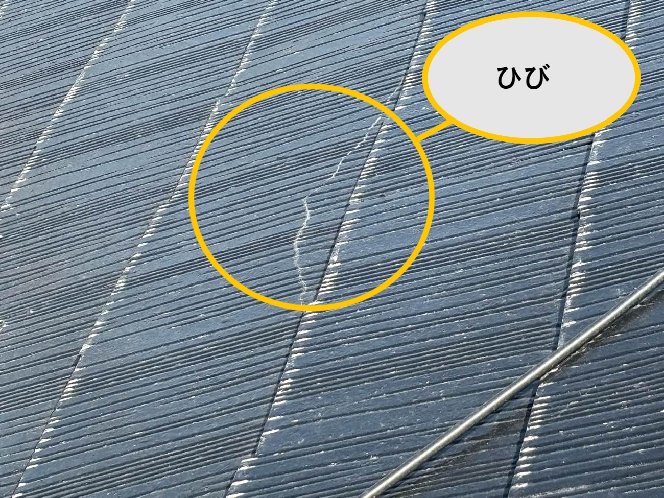 スレート屋根のひび割れ、劣化症状