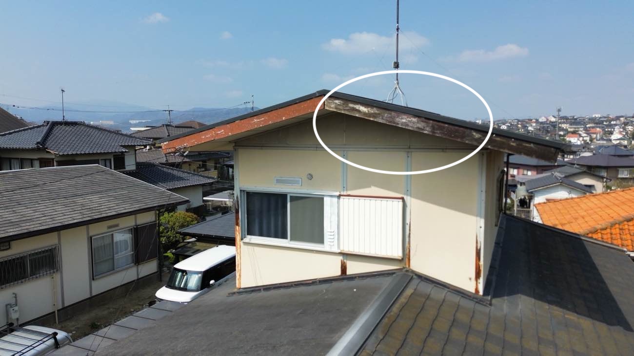 太宰府市物件の屋根調査、破風板の劣化