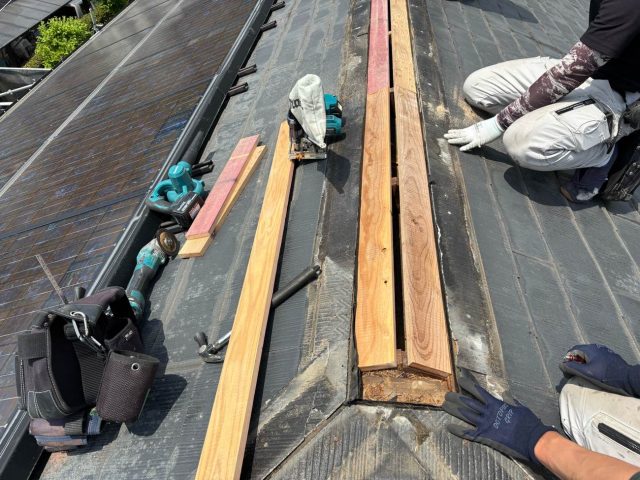 東区で棟下地の補修工事
