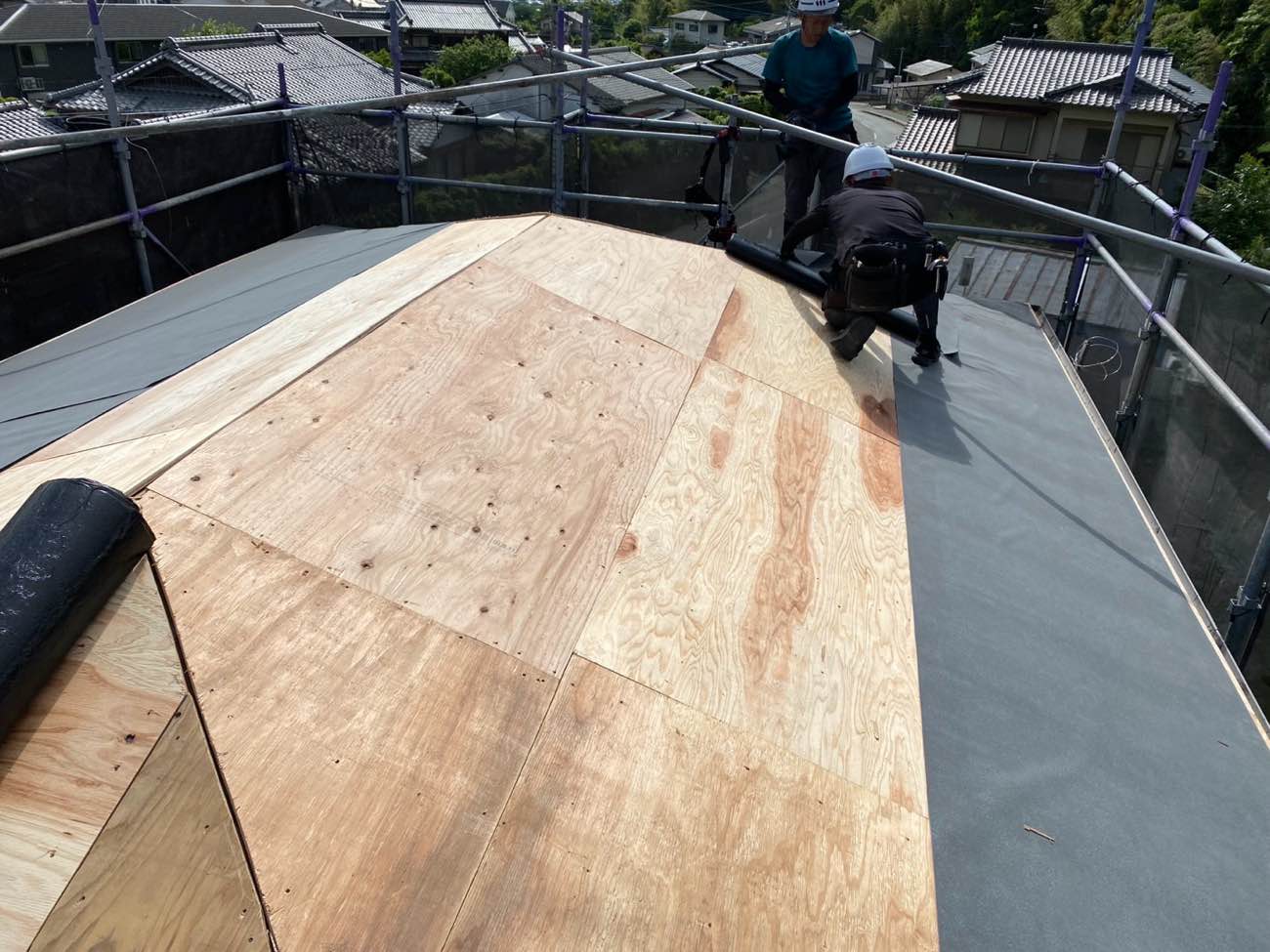 防水シート、屋根葺き替え工事