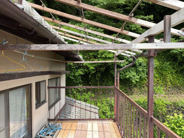 宗像市で屋根の波板撤去したベランダ