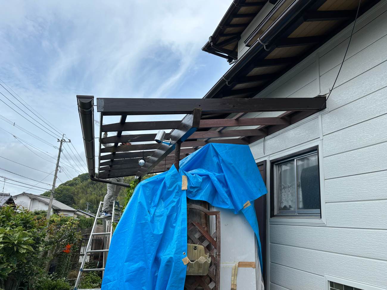 テラス屋根工事、波板交換、ポリカ