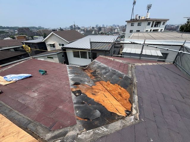 福岡市南区の下地が腐食したスレート屋根