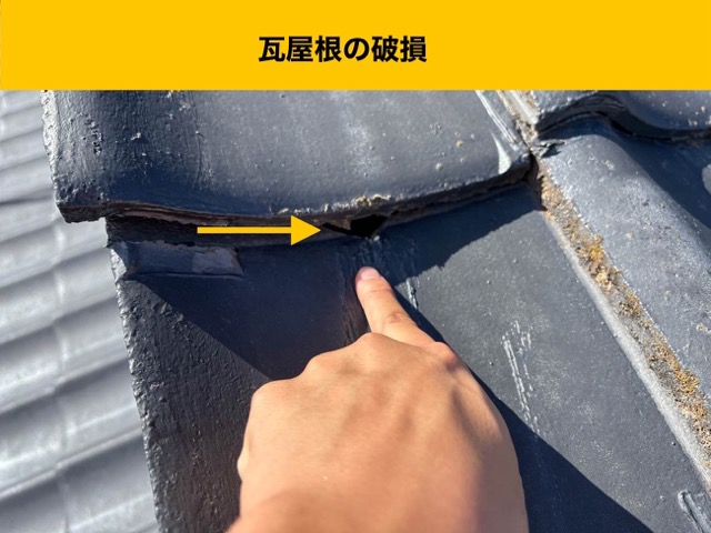 福岡市早良区物件、瓦の破損