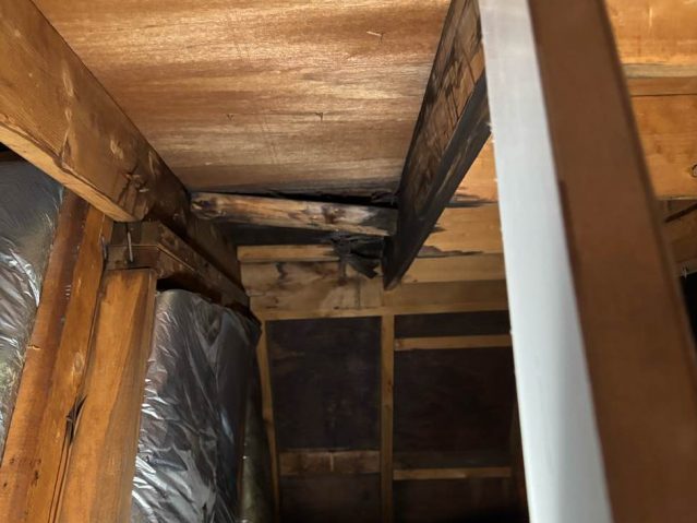 須恵町の屋根裏の雨漏り被害