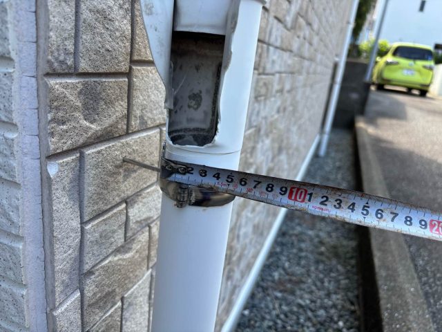 福岡市西区のアパートの雨樋修理に伴う計測