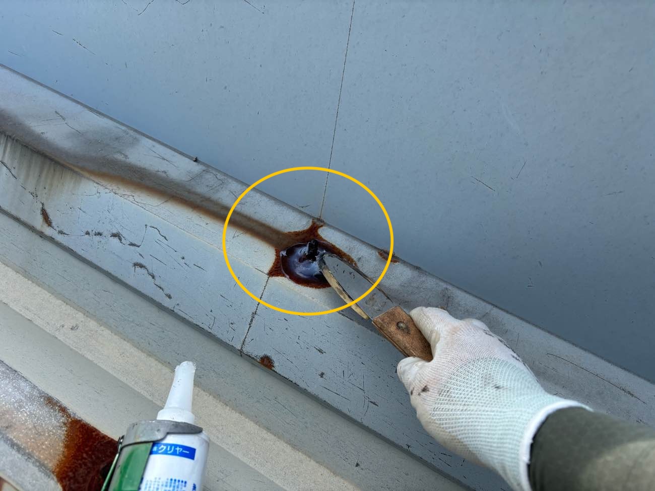 糸島市雨漏り工事、シーリング工事、折板屋根