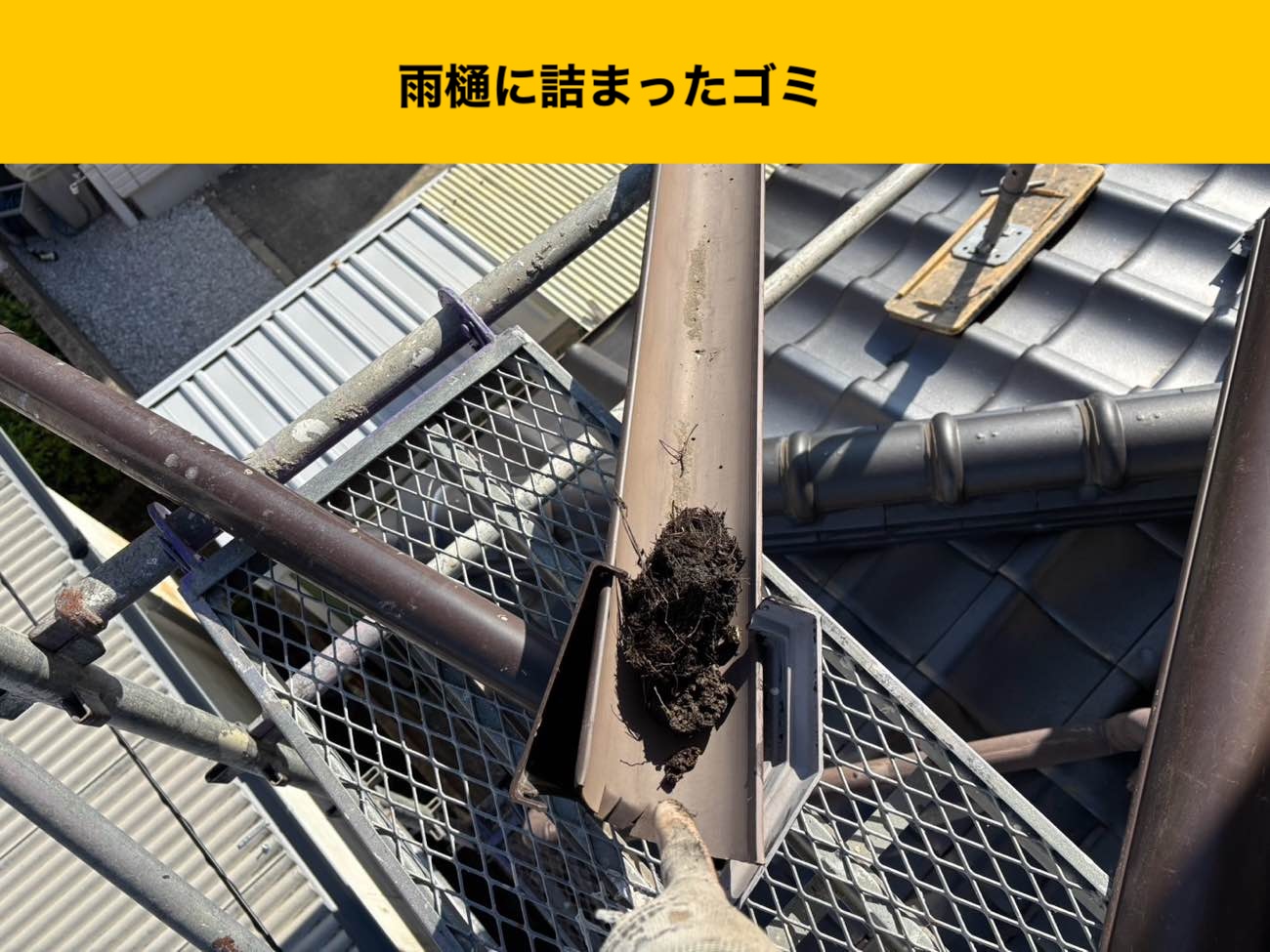 糸島市の雨樋のごみ