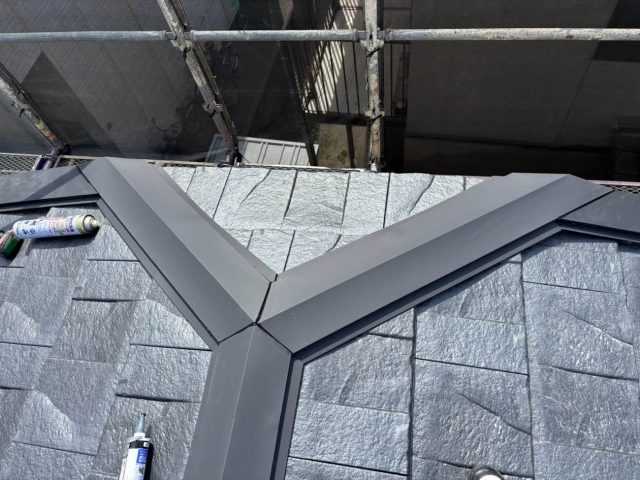 大野城市で葺き替え工事の板金納め
