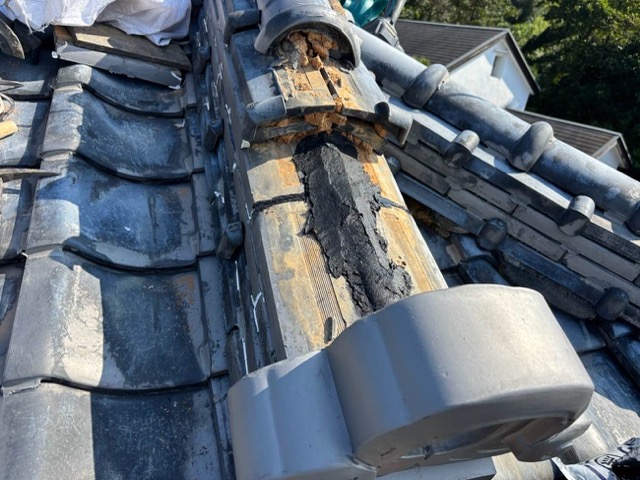 福岡市棟の積み直し工事、鬼瓦