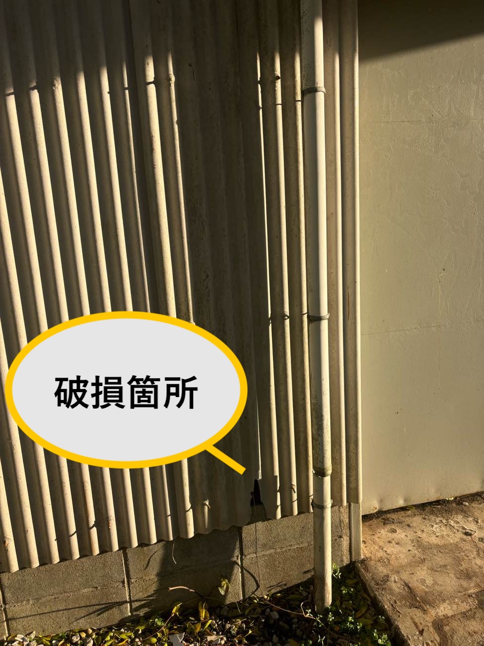 壁面下部の破損3