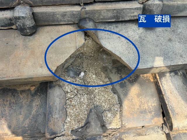 瓦の破損