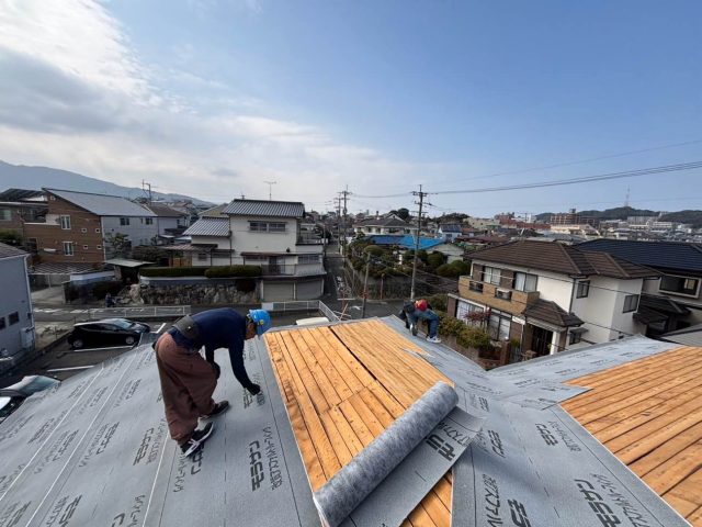 福岡市南区でルーフィング敷設