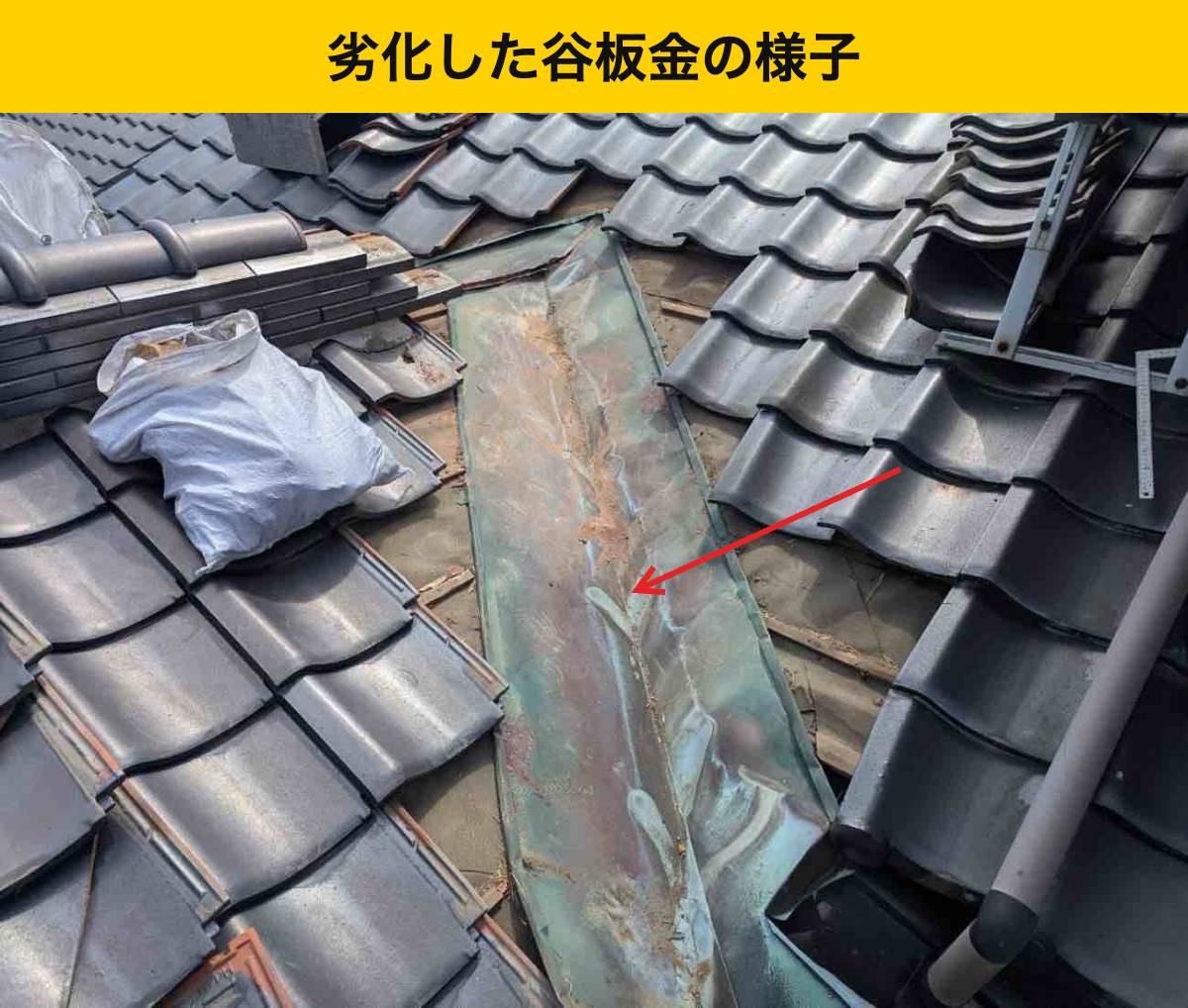 工程② 古い谷板金を撤去し、下の面を出す