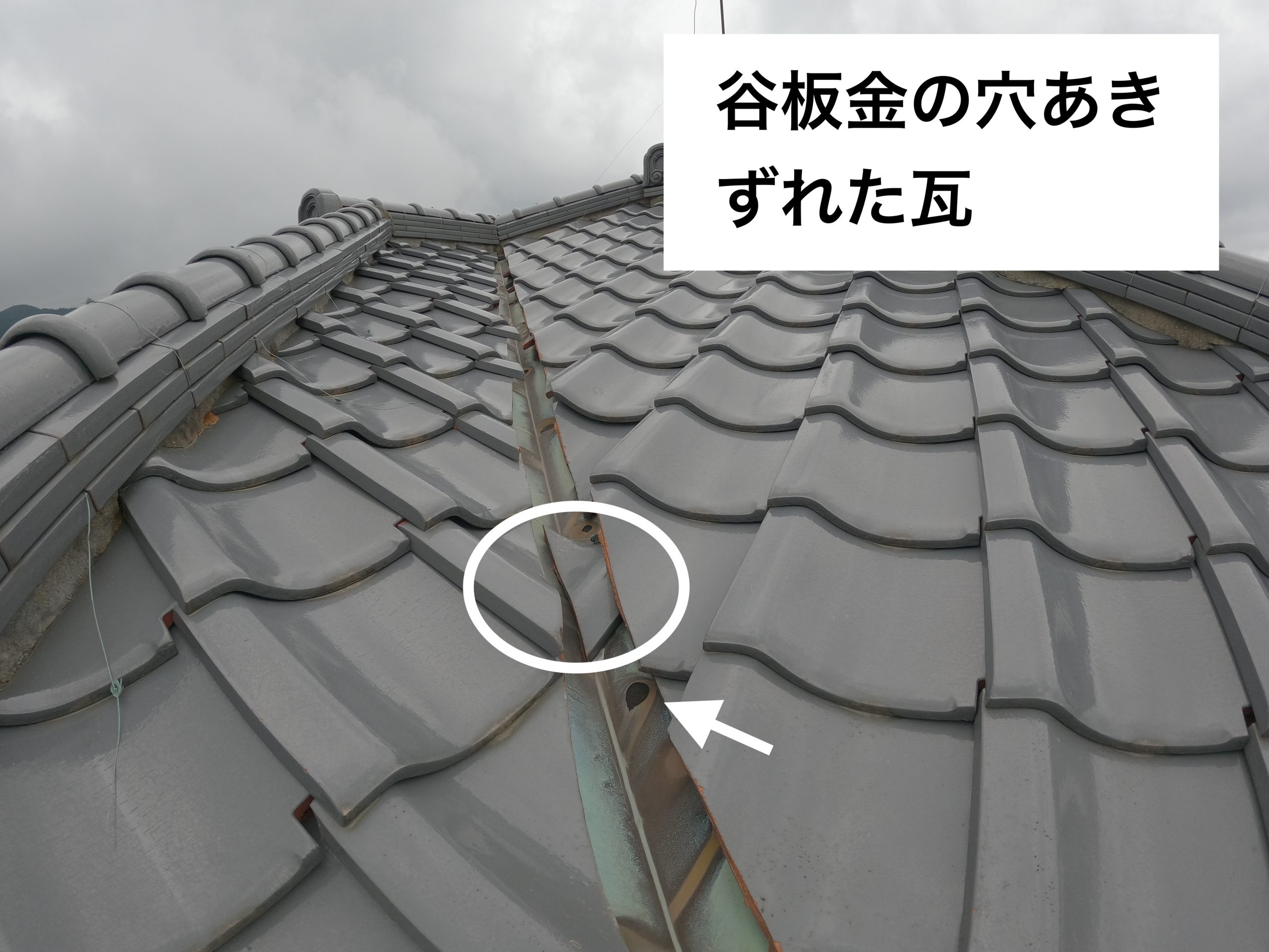谷板金からの雨漏り
