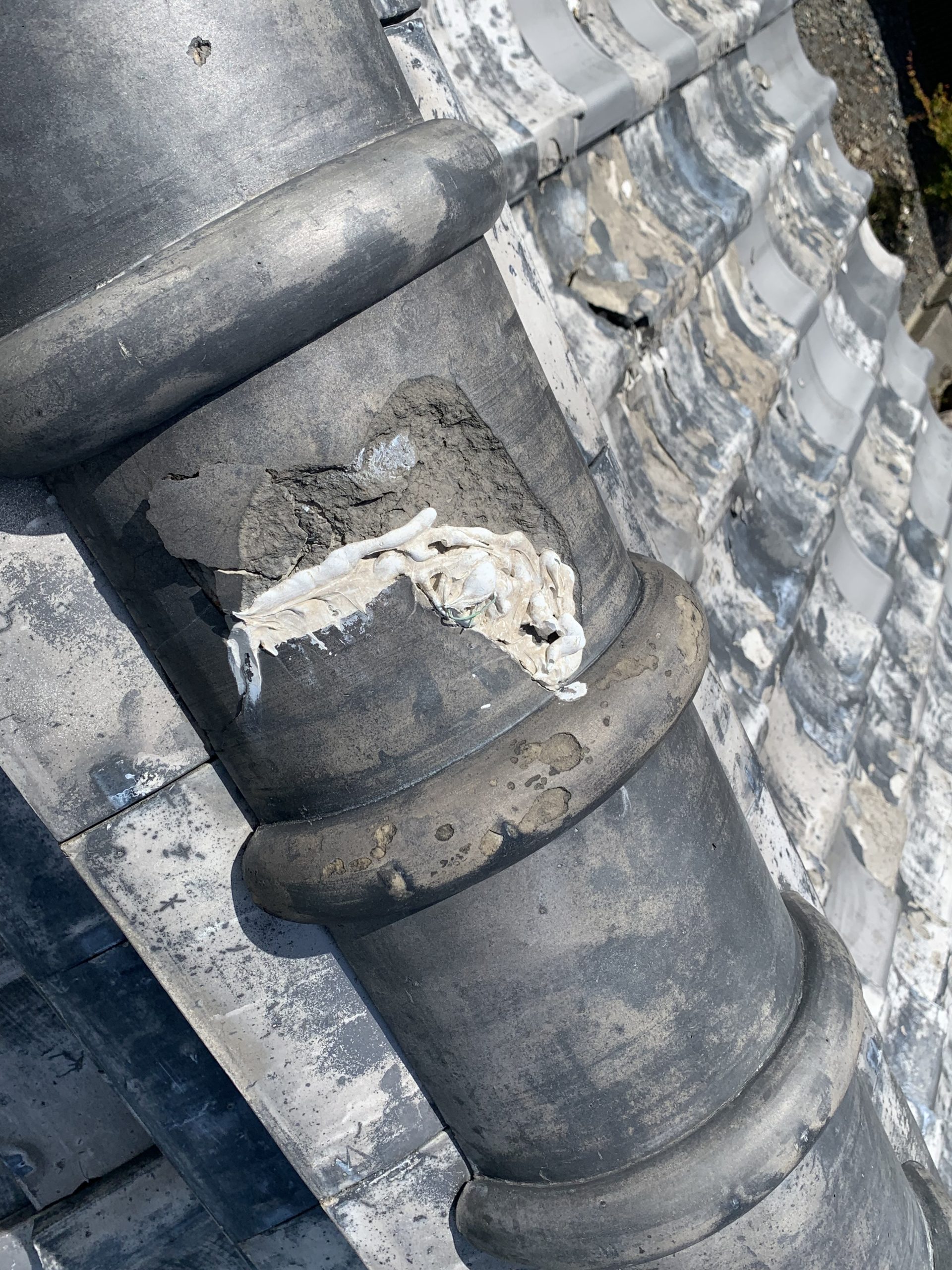 桑名市の蔵の雨漏り、葺き替え