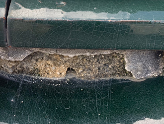 一部崩れかけてきている漆喰