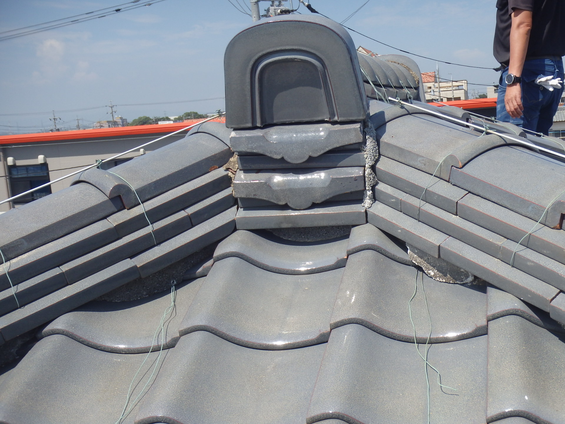 四日市市屋根瓦の漆喰劣化状況２