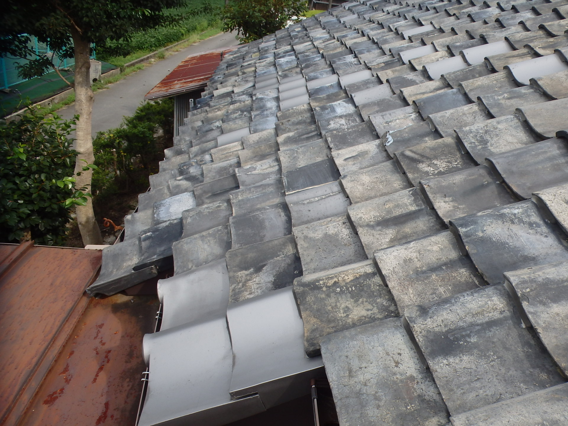 菰野町の雨漏りした瓦屋根