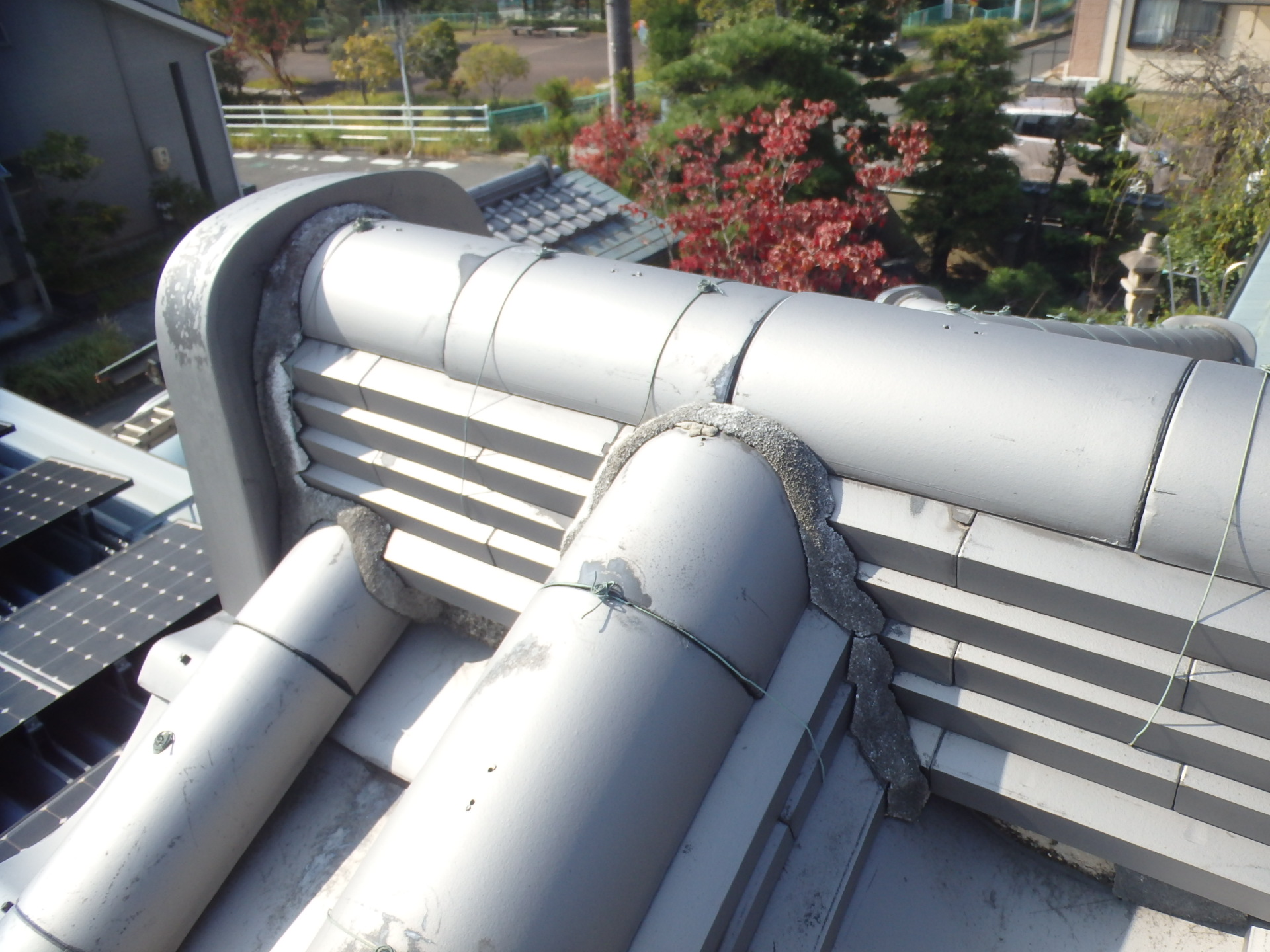 四日市市の瓦屋根、鬼瓦漆喰劣化