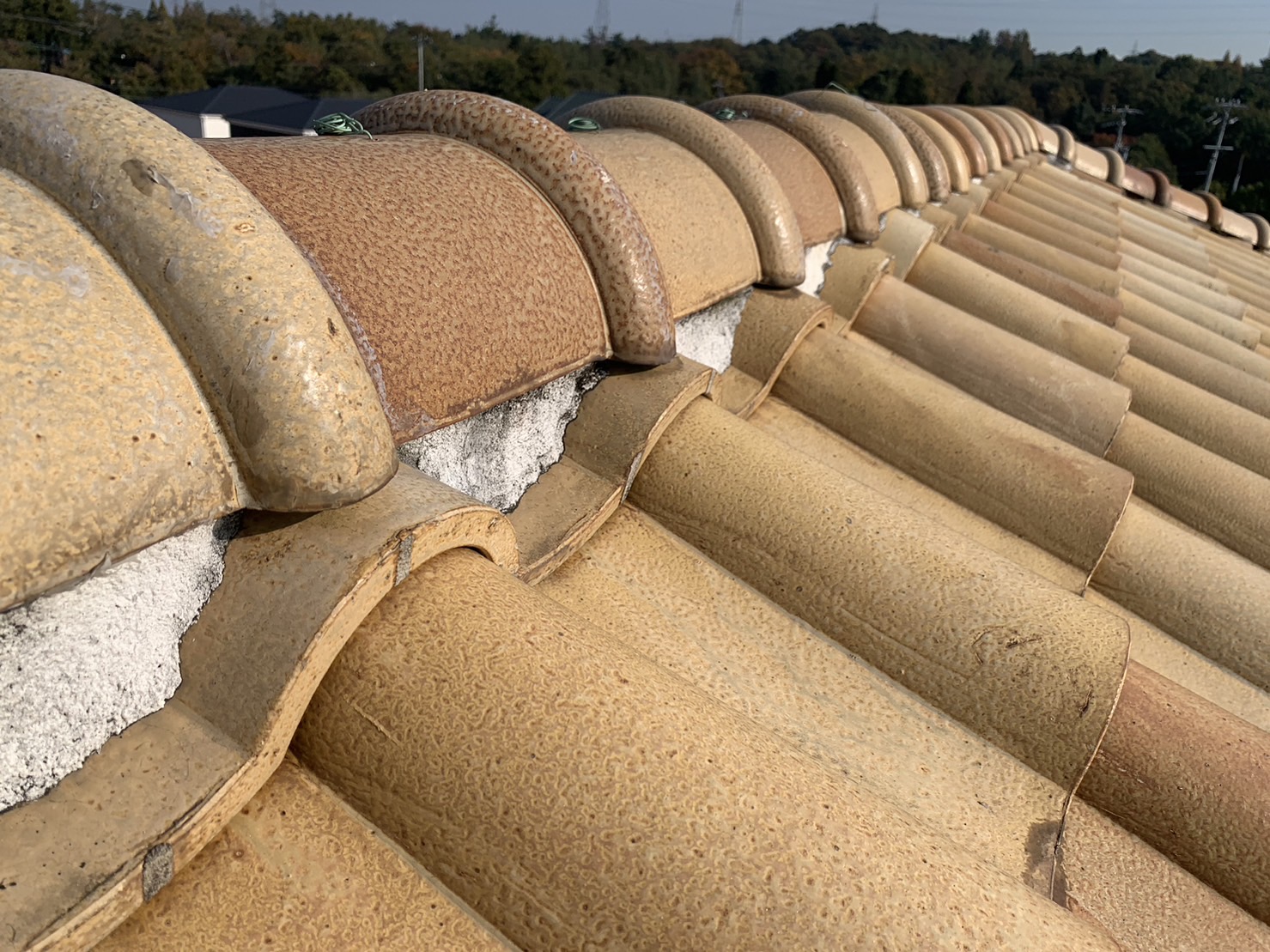四日市市のS字瓦の漆喰状態