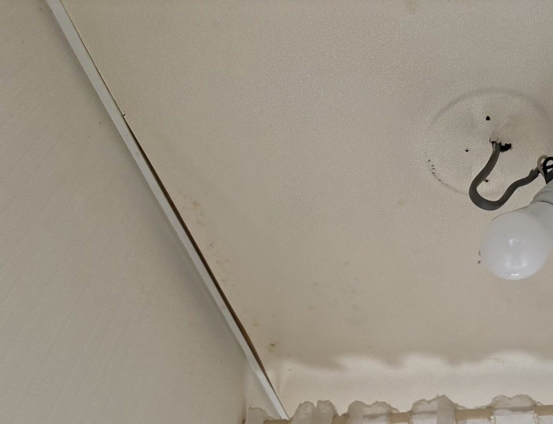 四日市市にて屋根瓦のしっくい劣化で室内の雨漏り状況２