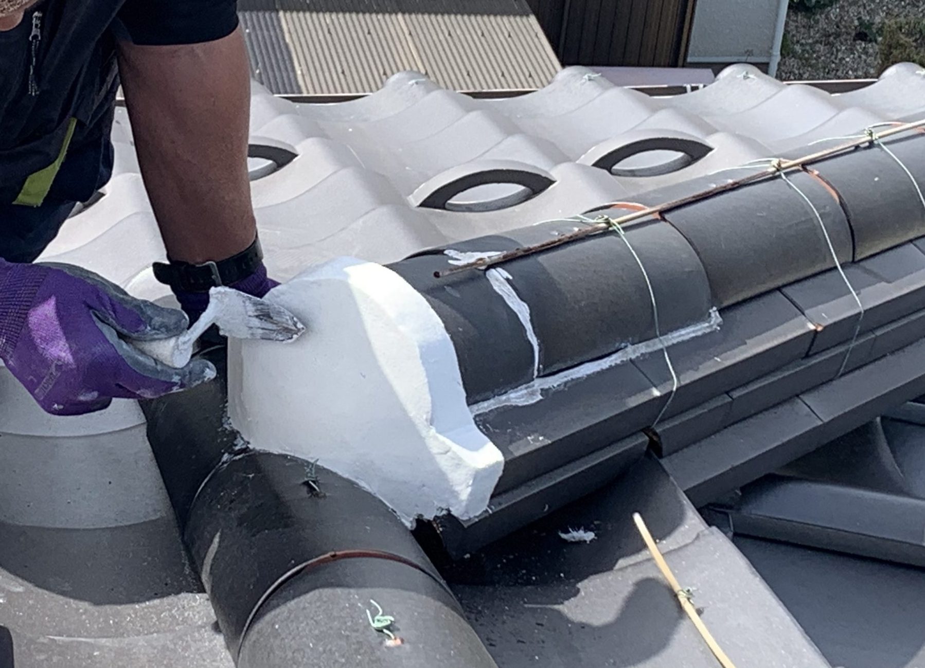 桑名市の剥がれた漆喰の修理