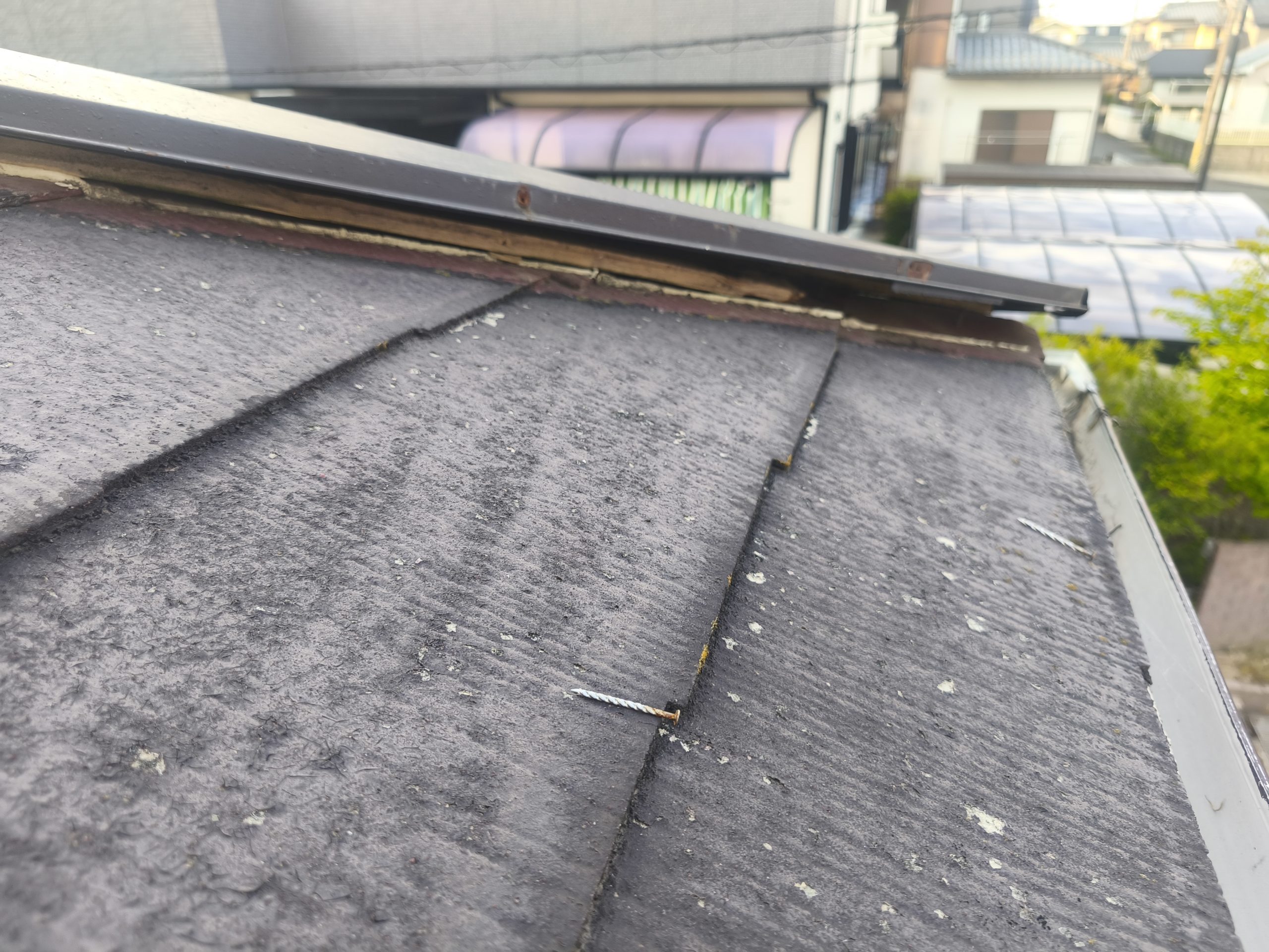 棟板金の浮きと釘(固定具)の抜け