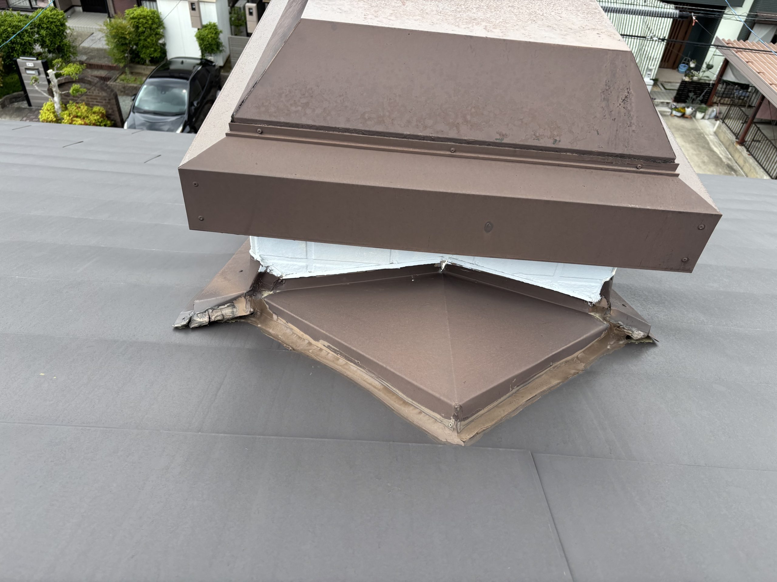 四日市市換気煙突の板金修理